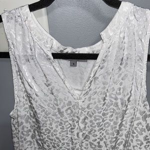 White cheetah silk tank top